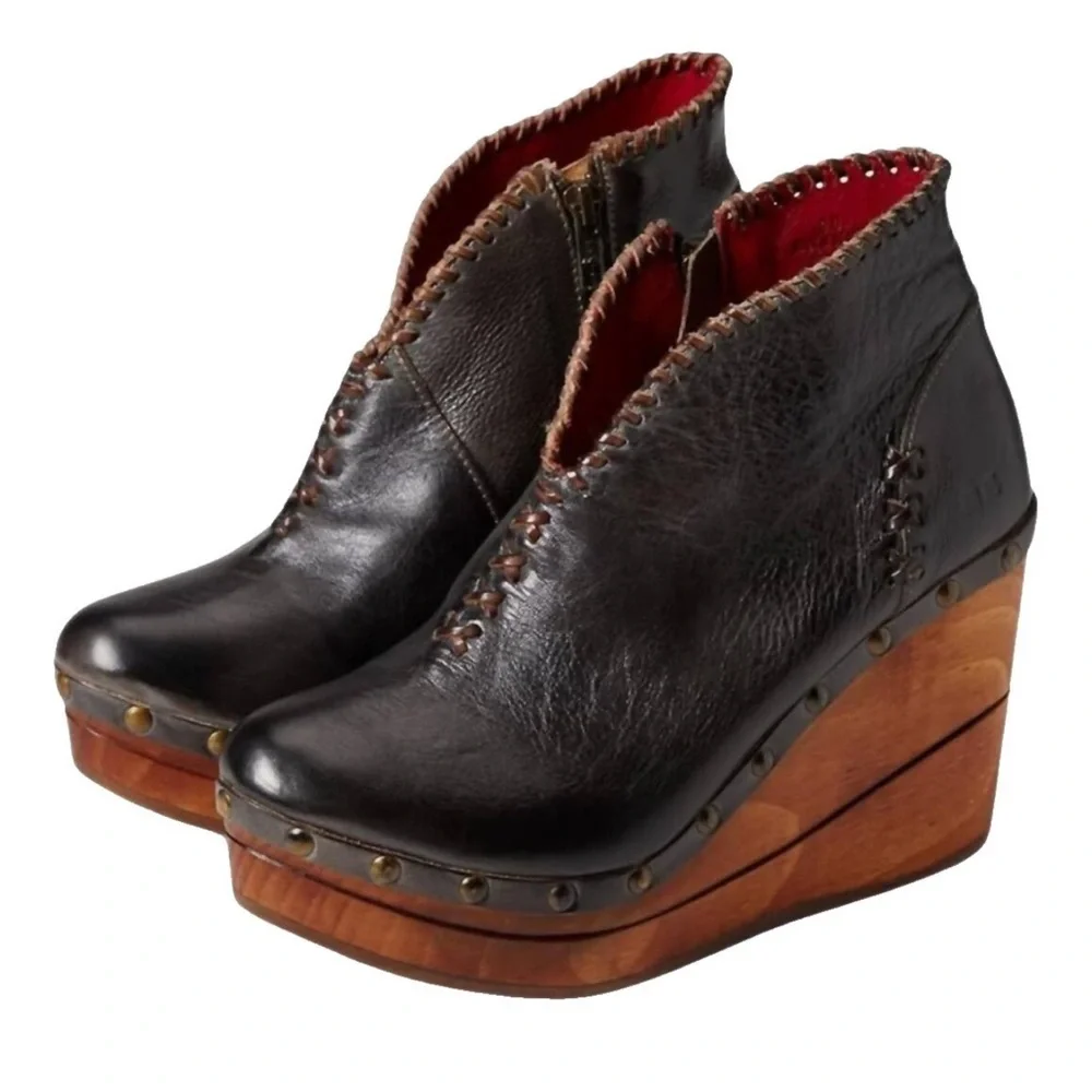 Bed Stu Marina Wedge Brown Platform Shoes size 8.5